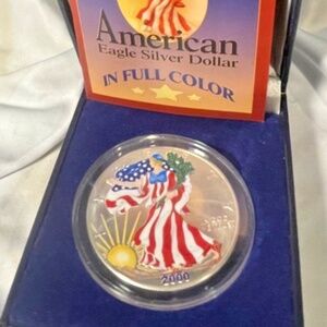 2000 Painted Walking Liberty Eagle One Dollar Coin 1 Oz Silver #205685781842